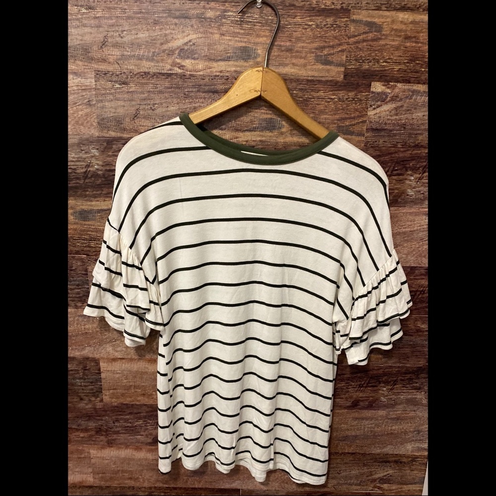LAKE FLOWER- striped blouse with drill sleeves